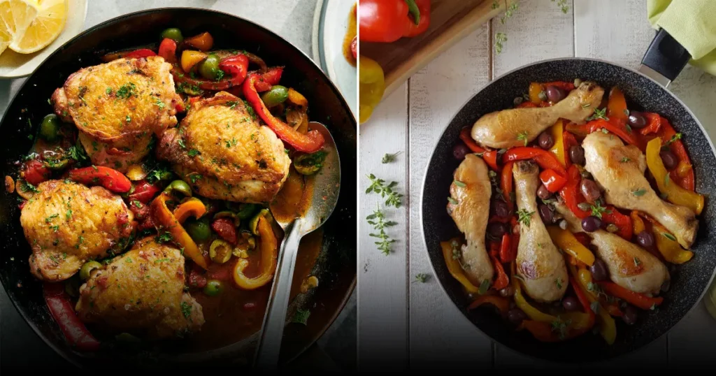 Курица с оливками и перцем
