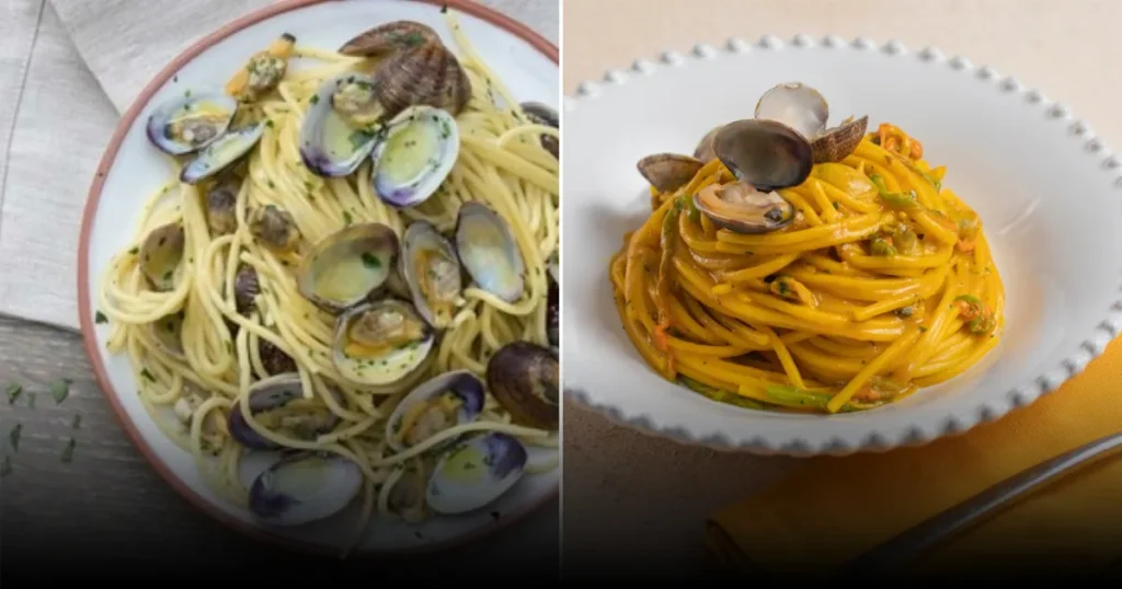 Спагетти с моллюсками, цветами цуккини и шафраном