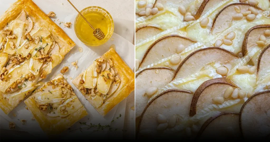 Пирог из слоеного теста с камамбером и грушей