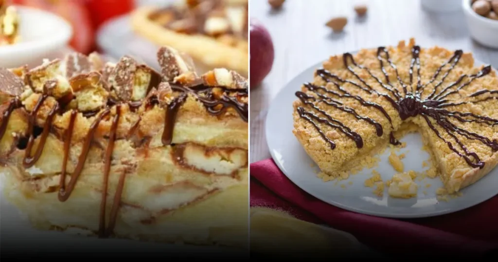 Яблочный крамбл с шоколадным соусом