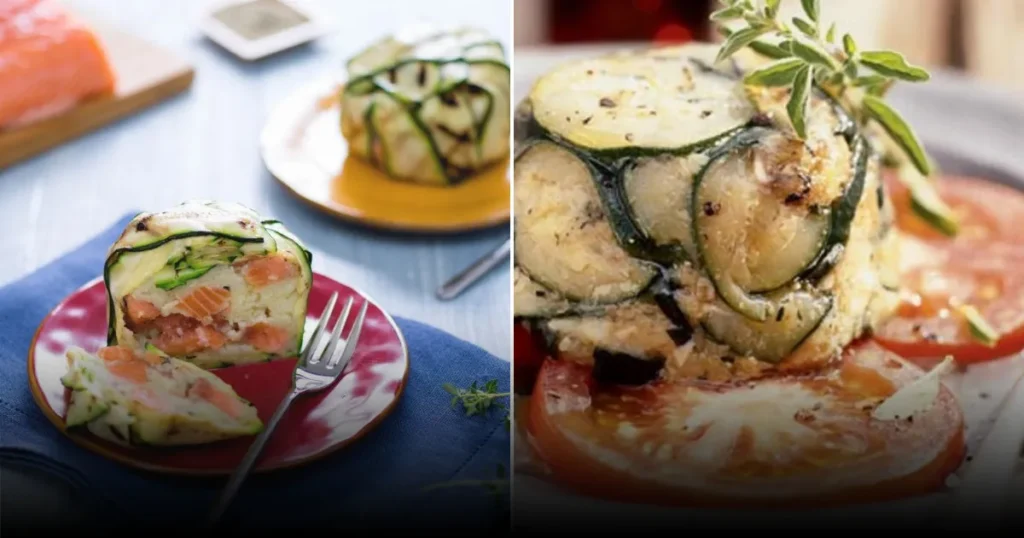 Тимбале из лосося и цукини