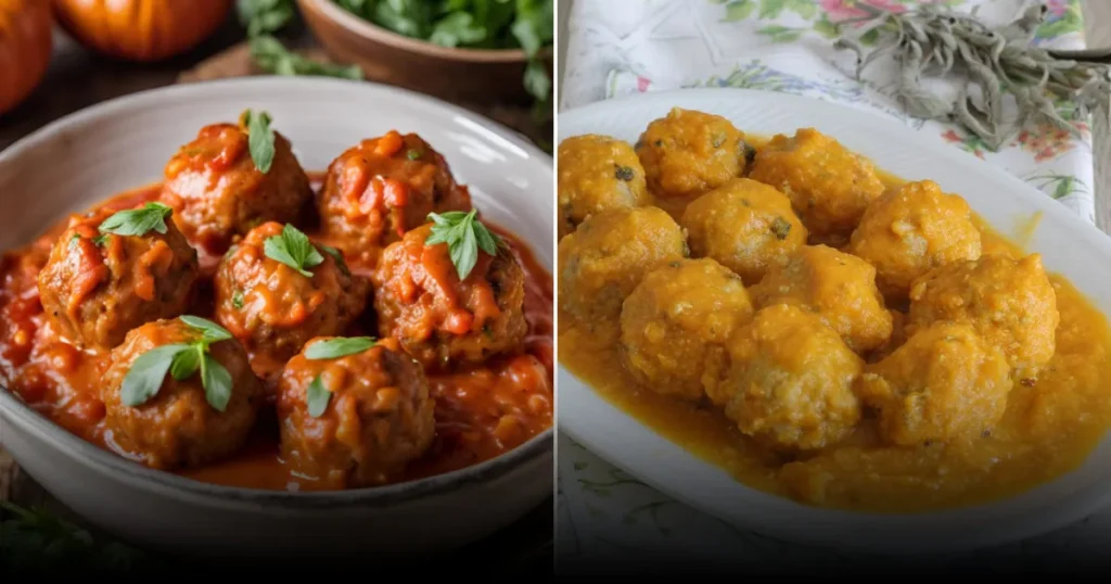 Праздничная закуска: свиные фрикадельки в тыквенном соусе