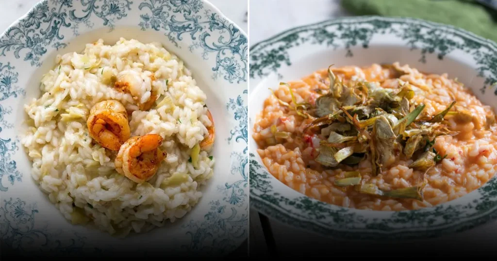 Итальянское ризотто с креветками и артишоками