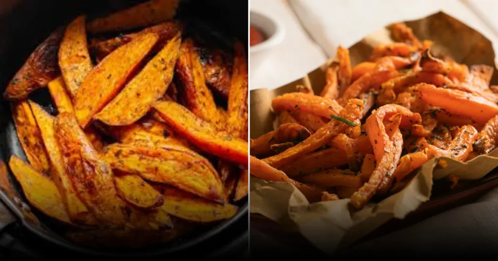 Хрустящие сладкие картофельные дольки в аэрогриле