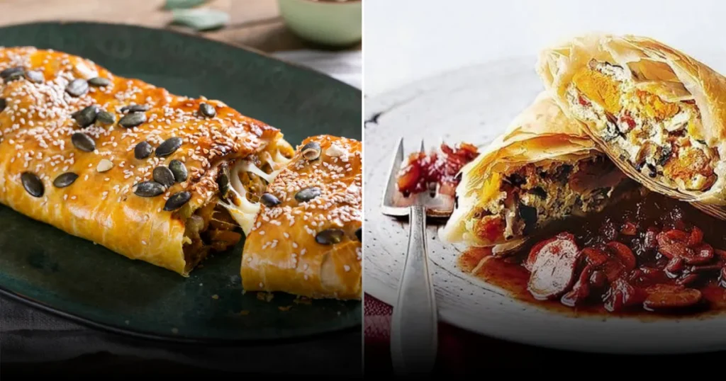 Штрудель с тыквой и колбасой