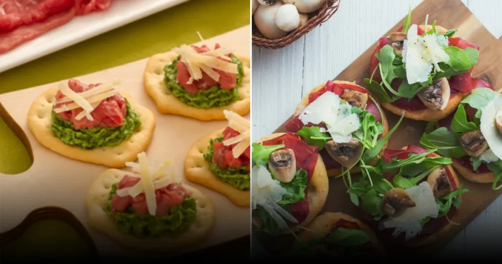 Мини-лепёшки с брезаолой и руколой