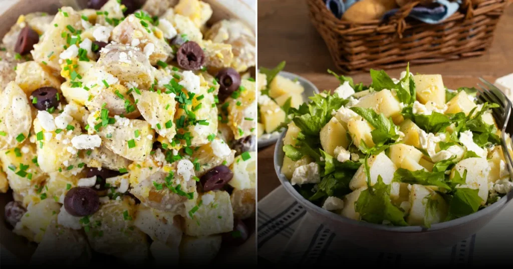 Греческий салат из картофеля с цикорием и фетой