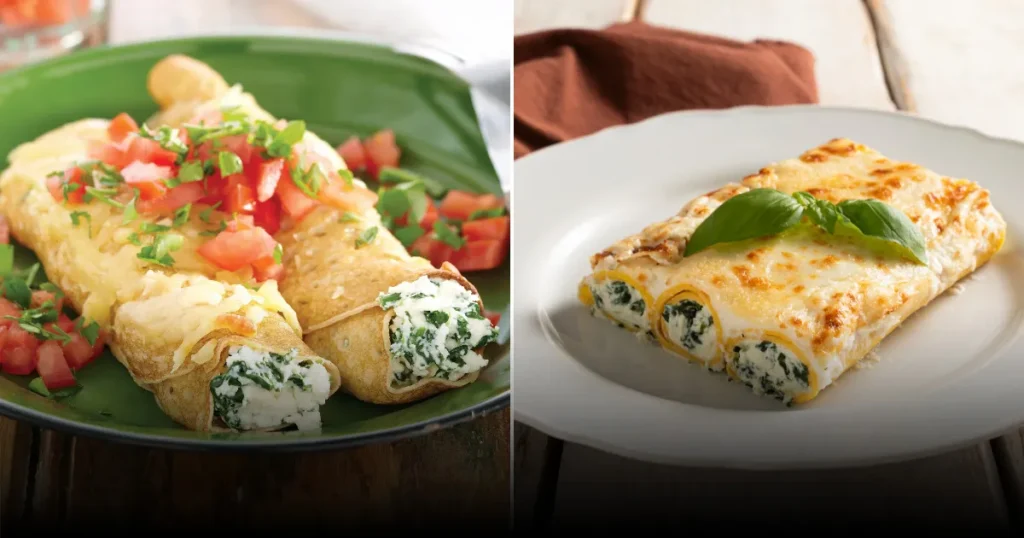 Безглютеновые блины с начинкой из шпината и рикотты