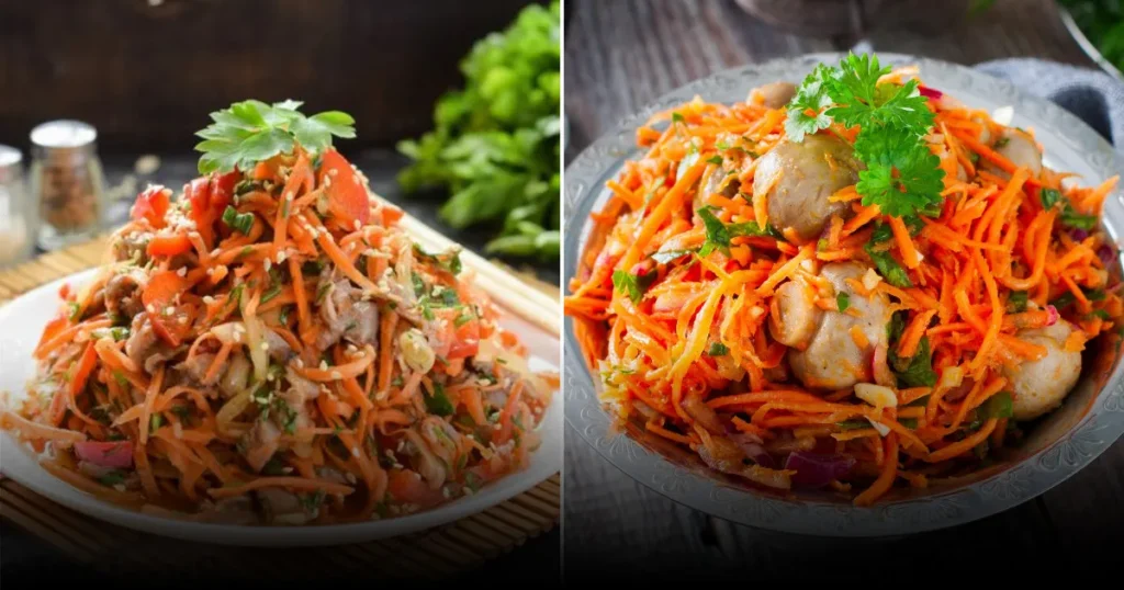 Салат с маринованными шампиньонами и корейской морковью: быстрый и вкусный рецепт