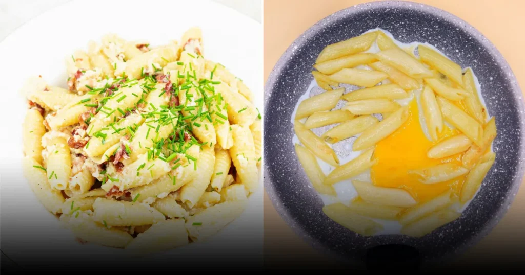 На скорую руку: макароны с яйцом и сыром на сковороде
