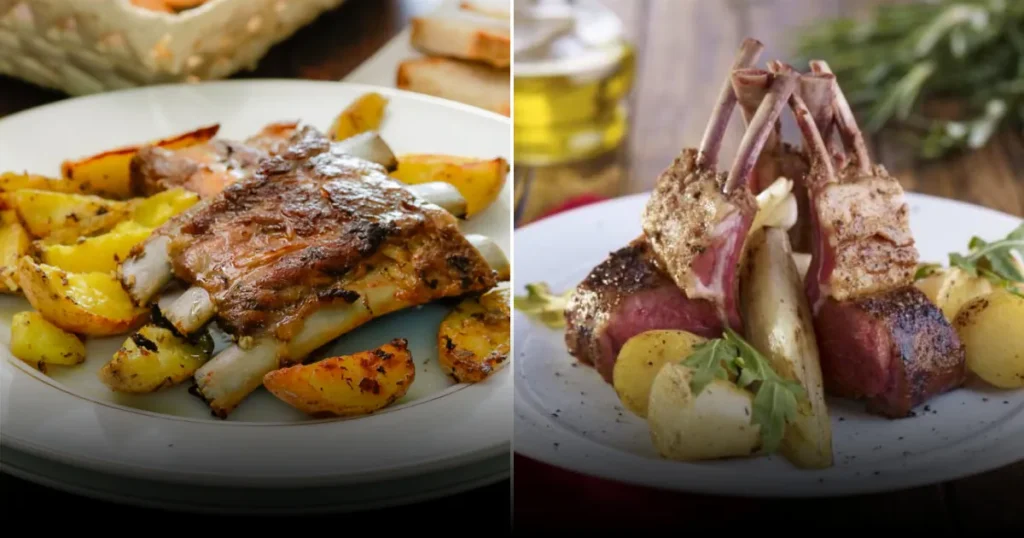 Бараньи ребрышки с картошкой, запечённые в духовке